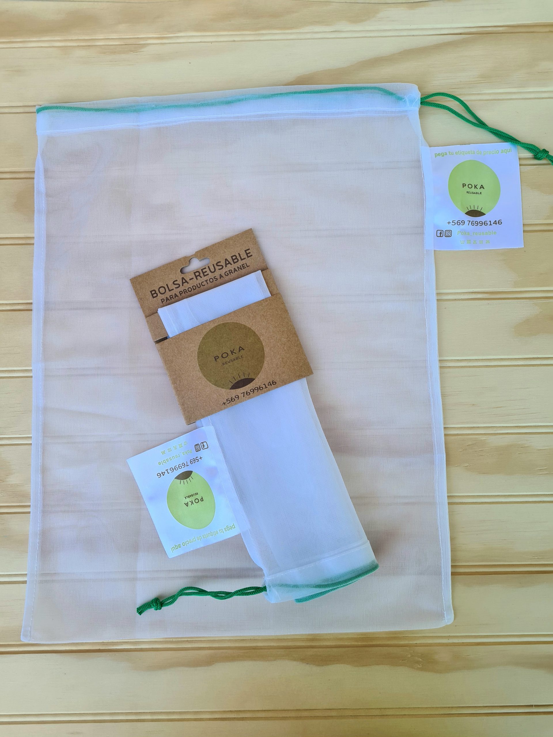 Pack 5 bolsas reusables RPET tamaño L (30x40)